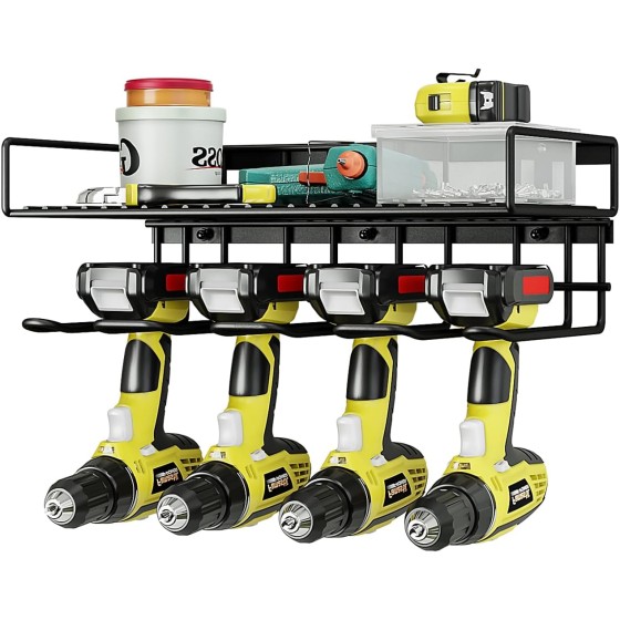 AZERPIAN Tool Organizer Heavy Duty Power Wall Mount for Drill and Cordless Tools Heavy Duty Rack for Garage Organization Workshop Pegboard (3 Layers 7 Slots)